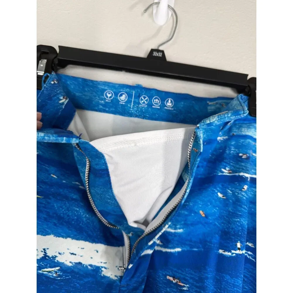 Polo Ralph Lauren Blue Board Shorts Sz 34 Golf Swim Trunks Sweat Wicking Long